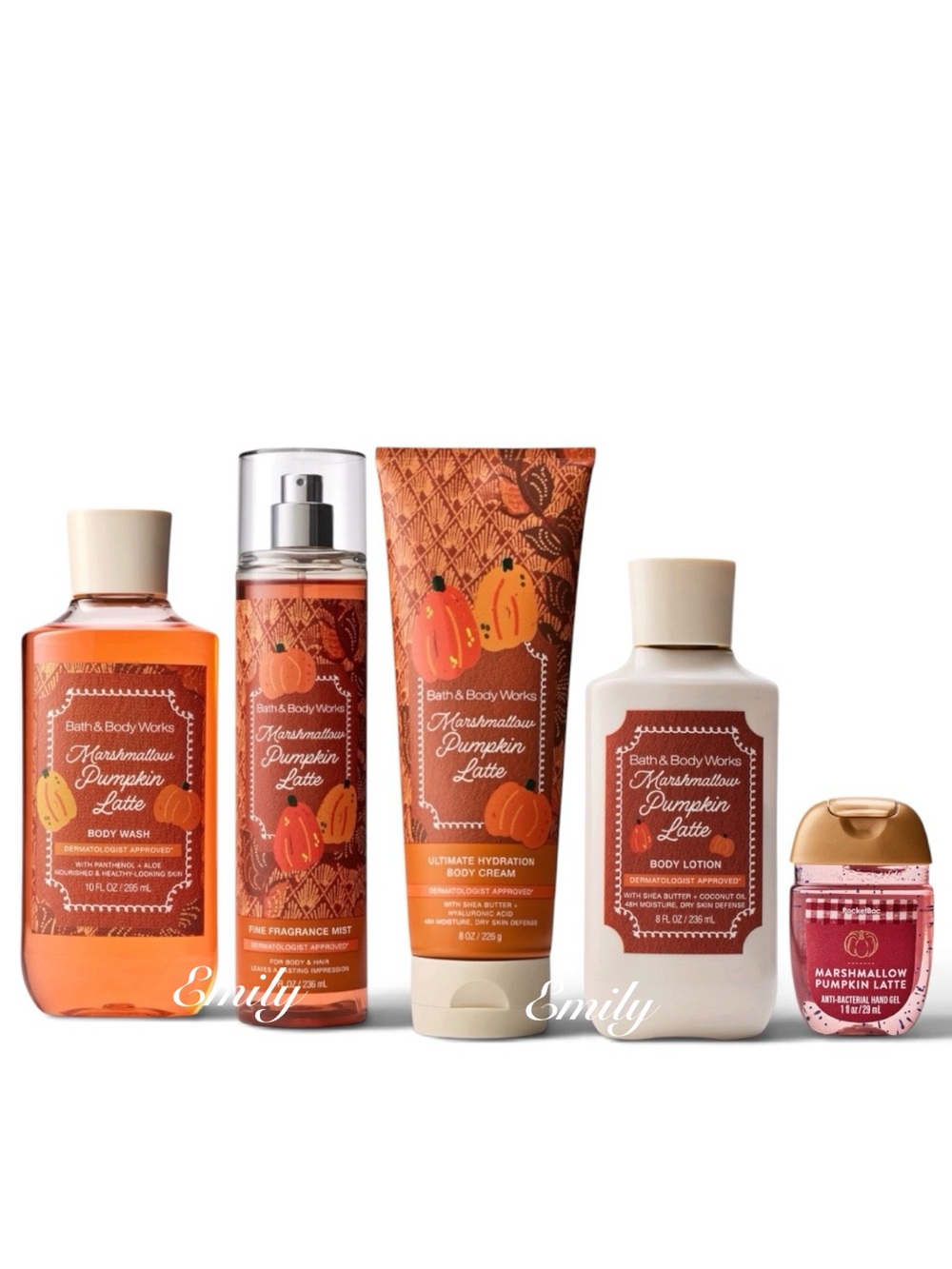 NEW! 5-Pc Bath & Body Works MARSHMALLOW PUMPKIN LATTE Body Care Set Bundle